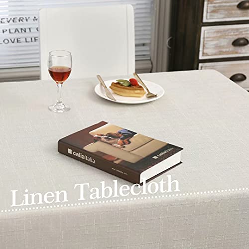 MikiUp Faux Linen Rectangle Tablecloth - Waterproof and Washable Slubby Textured Weaves Table Cloth, Indoor & Outdoor Table Cover for Kitchen Party and Banquets, Beige 58 x 84 Inch