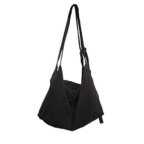 HUALEENA Women's Large Capacity Canvas Bag Crossbody Bag Casual Hobo Bag Shoulder Bag Shopping Bag Unisex (Black)