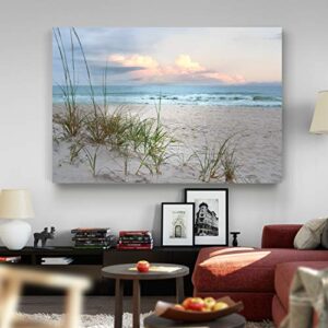 renditions gallery home wall art pictures sunset view at calm white sandy beach canvas hanging prints for living room office walls – 32″x48″ lt08