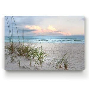 Renditions Gallery Home Wall Art Pictures Sunset View at Calm White Sandy Beach Canvas Hanging Prints for Living Room Office Walls - 32"X48" LT08