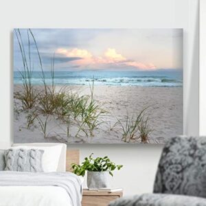 Renditions Gallery Home Wall Art Pictures Sunset View at Calm White Sandy Beach Canvas Hanging Prints for Living Room Office Walls - 32"X48" LT08