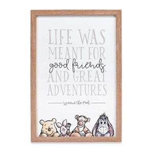 disney winnie the pooh good friends and great adventures framed wood wall decor – cute winnie the pooh picture
