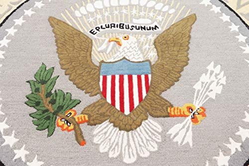 Eagle USA Pluribus Unum Seal Of The President United States Of America Handmade Tufted 100%Woolen Round Area Rugs & Carpet (4'x4' Round)