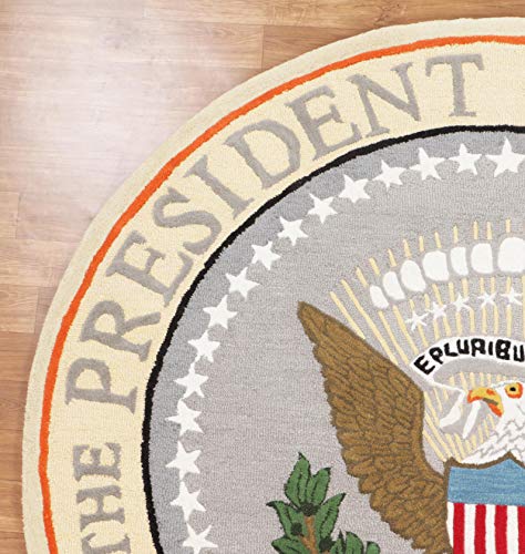 Eagle USA Pluribus Unum Seal Of The President United States Of America Handmade Tufted 100%Woolen Round Area Rugs & Carpet (4'x4' Round)