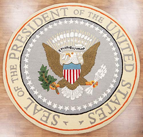 Eagle USA Pluribus Unum Seal Of The President United States Of America Handmade Tufted 100%Woolen Round Area Rugs & Carpet (4'x4' Round)