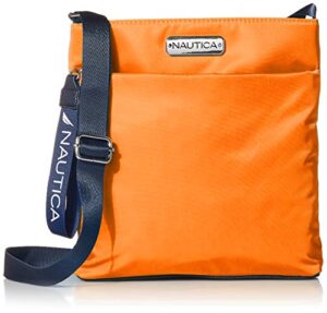 nautica womens diver nylon small crossbody bag purse with adjustable shoulder straps cross body, seaport sunset (orange), one size us