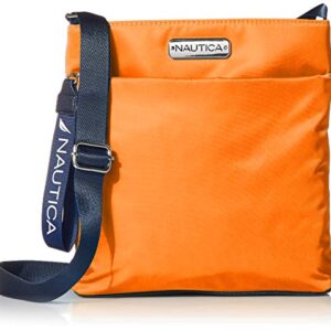 Nautica womens Diver Nylon Small Crossbody Bag Purse With Adjustable Shoulder Straps Cross Body, Seaport Sunset (Orange), One Size US