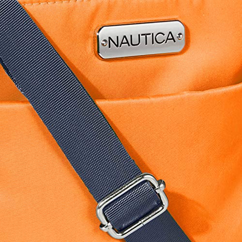 Nautica womens Diver Nylon Small Crossbody Bag Purse With Adjustable Shoulder Straps Cross Body, Seaport Sunset (Orange), One Size US