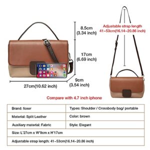 EUNI Genuine Leather Small Handbags for Women Shoulder Bags with Handle, Women's Crossbody Bags (Brown)