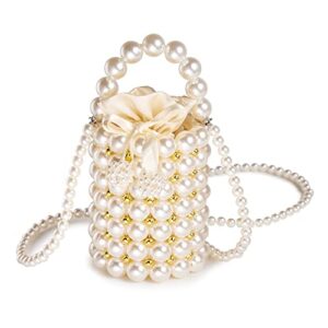 grandxii pearl clutch purse white summer handbag evening bag beaded bag for women small bag mini bag