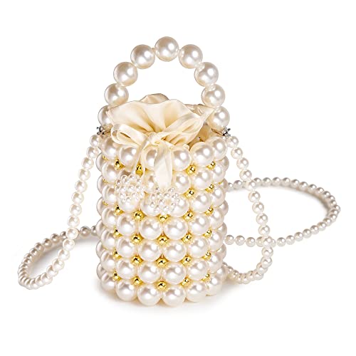 Grandxii Pearl Clutch Purse White Summer Handbag Evening Bag Beaded bag For Women Small Bag Mini Bag