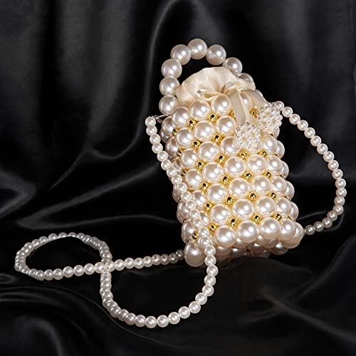 Grandxii Pearl Clutch Purse White Summer Handbag Evening Bag Beaded bag For Women Small Bag Mini Bag