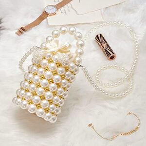 Grandxii Pearl Clutch Purse White Summer Handbag Evening Bag Beaded bag For Women Small Bag Mini Bag