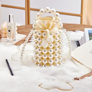 Grandxii Pearl Clutch Purse White Summer Handbag Evening Bag Beaded bag For Women Small Bag Mini Bag