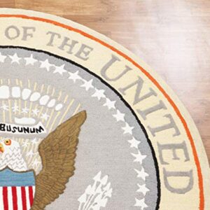 Eagle USA Pluribus Unum Seal of The President United States of America Handmade Tufted 100%Woolen Round Area Rugs & Carpet (8'x8' Round)