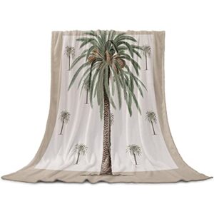 Fleece Throw Blanket for Bed, Summer Palm Tree on Brown Background Blanket Throw Fluffy Blanket Luxury Flannel Blankets and Throws for Couch Picnic Outdoor, Nap(40x50)