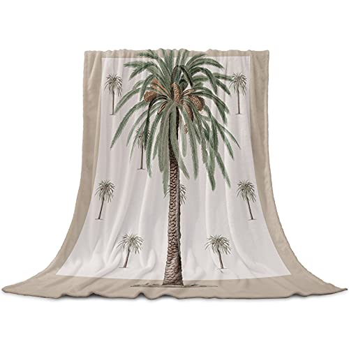 Fleece Throw Blanket for Bed, Summer Palm Tree on Brown Background Blanket Throw Fluffy Blanket Luxury Flannel Blankets and Throws for Couch Picnic Outdoor, Nap(40x50)