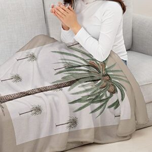 Fleece Throw Blanket for Bed, Summer Palm Tree on Brown Background Blanket Throw Fluffy Blanket Luxury Flannel Blankets and Throws for Couch Picnic Outdoor, Nap(40x50)