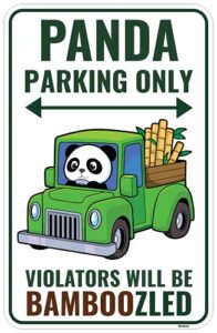 venicor panda sign – 9 x 14 inches – aluminum – panda gifts for girls women – panda bear room decor wall art stickers stuff