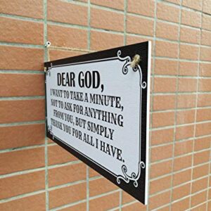 CARISPIBET Dear God house decorative sign faith religion belief gratitude home ornament living room gift 6" x 12"