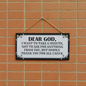 CARISPIBET Dear God house decorative sign faith religion belief gratitude home ornament living room gift 6" x 12"