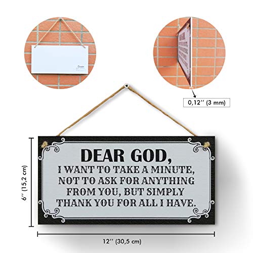 CARISPIBET Dear God house decorative sign faith religion belief gratitude home ornament living room gift 6" x 12"