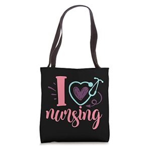 funny i heart nursing rn cute love being a nurse med school tote bag