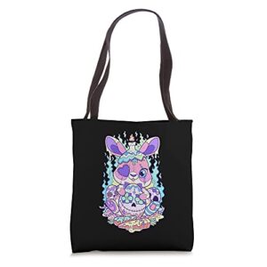 kawaii pastel goth cute and creepy easter bunny rabbit tote bag
