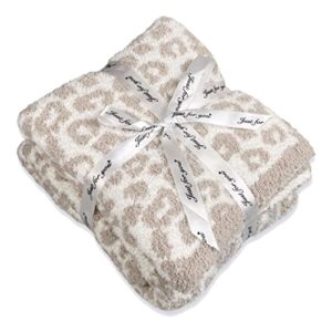 super soft plush leopard blanket for couch lightweight warm fluffy reversible cheetah throw blanket for sofa bed travel, cream