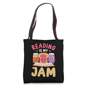 reading is my jam funny i love to read books gift tote bag