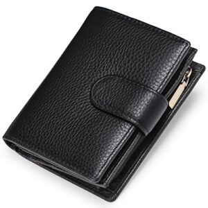 goiacii small women wallet genuine leather rfid blocking compact bifold zipper pocket purse with id window
