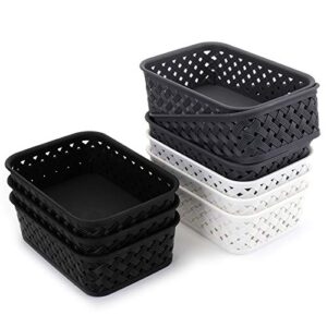 Bekith 9-Pack Small Plastic Storage Basket, Woven Basket Bin for Closet Organization, De-Clutter, Accessories, Toys, Cleaning Products, 7.7" x 5.4" x 2.4"