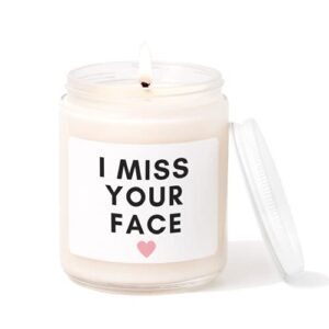 i miss your face lavender scented candle – handcrafted with 100% soy wax, glass jar and cotton wicks. non toxic, mother’s day gifts for her, birthday gifts
