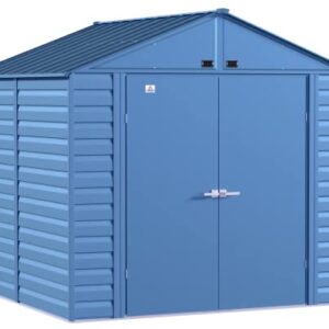 Arrow Shed Select 8' x 8' Outdoor Lockable Steel Storage Shed Building, Blue Grey
