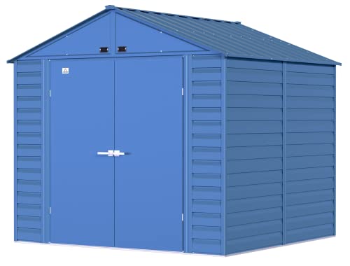 Arrow Shed Select 8' x 8' Outdoor Lockable Steel Storage Shed Building, Blue Grey