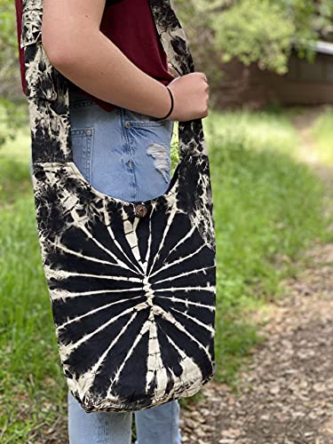 Original Collections Black and White Tie Dye Crossbody Shoulder Bag Large