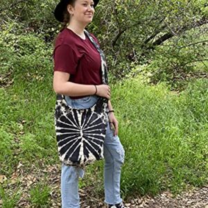 Original Collections Black and White Tie Dye Crossbody Shoulder Bag Large