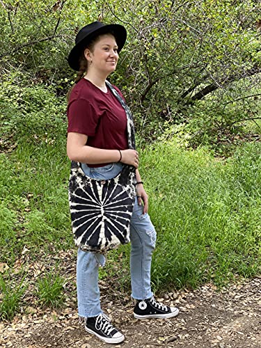 Original Collections Black and White Tie Dye Crossbody Shoulder Bag Large