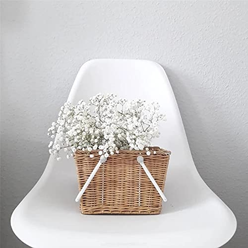 Cute Summer Bell Piki Basket Natural Vintage Rattan Woven Portable Picnic Basket Multifunctional Storage Box