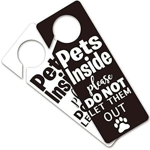 FOUR ORANGUTANS Pets Inside Please Do Not Let Them Out FunnyDoor Hanger Sign, 2 Pack(Double Sided) Please Do Not Disturb, Funny Pet House Decoration, Ideal for Pet Lover