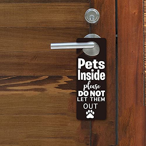 FOUR ORANGUTANS Pets Inside Please Do Not Let Them Out FunnyDoor Hanger Sign, 2 Pack(Double Sided) Please Do Not Disturb, Funny Pet House Decoration, Ideal for Pet Lover