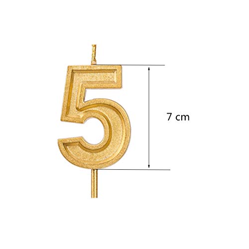 2.76 inch Gold 65th Birthday Candles,Number 65 Cake Topper for Birthday Decorations