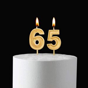 2.76 inch Gold 65th Birthday Candles,Number 65 Cake Topper for Birthday Decorations