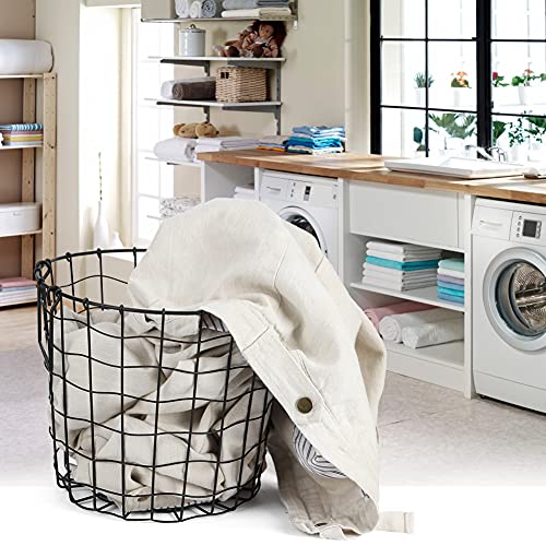 Large Laundry Basket, Wire Baskets with Handles Easy Carry Bags Storage Organizer Baskets