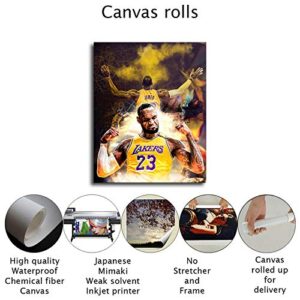 Lebron James Poster Basketball Canvas Wall Art Bedroom Room Decoration Painting Large Size Poster Printing FOTRIC (12x14inch,No Frame)