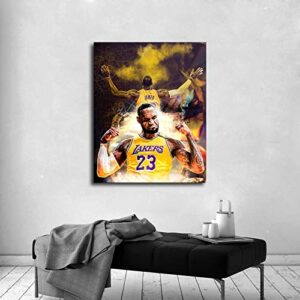 Lebron James Poster Basketball Canvas Wall Art Bedroom Room Decoration Painting Large Size Poster Printing FOTRIC (12x14inch,No Frame)