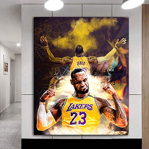 Lebron James Poster Basketball Canvas Wall Art Bedroom Room Decoration Painting Large Size Poster Printing FOTRIC (12x14inch,No Frame)