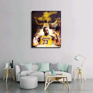 Lebron James Poster Basketball Canvas Wall Art Bedroom Room Decoration Painting Large Size Poster Printing FOTRIC (12x14inch,No Frame)