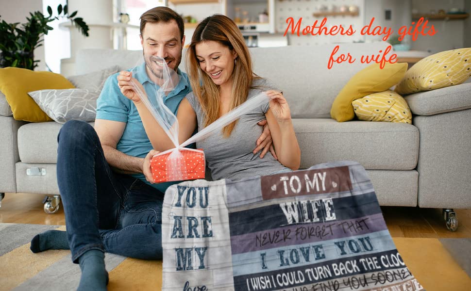 WSYEAR Mothers Day Birthday Gifts for Wife from Husband,Wife Birthday Gift Ideas,Mother Day Wedding Anniversary Birthday Romantic Gifts for her,Wife Blanket 60X50