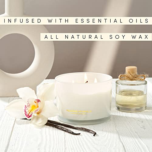 96NORTH Luxury Vanilla Soy Candles | Large 3 Wick Jar Candle | Up to 50 Hours Burning Time | 100% Natural Soy Wax | Relaxing Aromatherapy Aesthetic Candle | Housewarming Gift for Men and Women